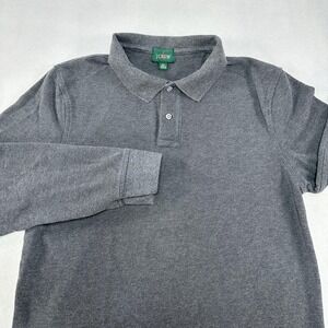 Vintage J.Crew Shirt Mens Large Gray Long Sleeve Polo Slim Fit Oarsman Prep Knit